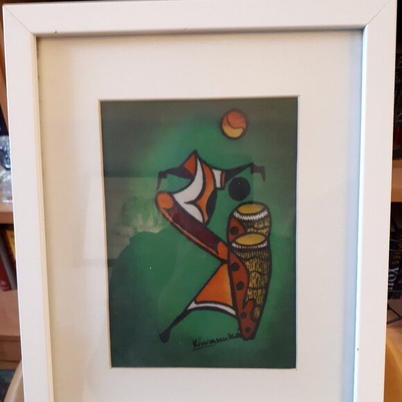 African Picture - Matted, Framed with Glass - Signed Kiwannka - Picture 1 of 3